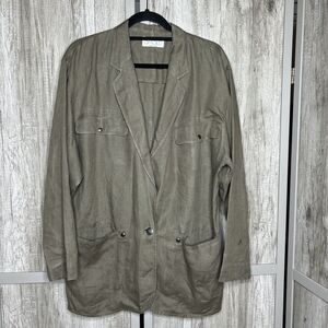 Basile Linen Blazer Flax Made in Italy Boyfriend Taupe Color Size 44